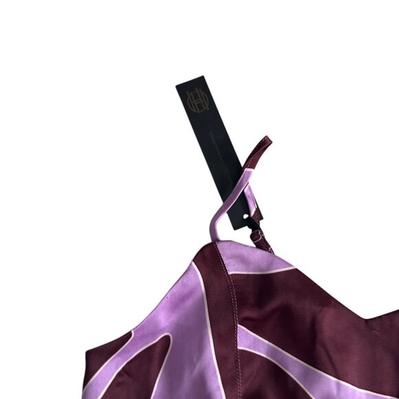 HOUSE OF HARLOW Purple Patterned Satin Crop Top Size Medium NEW NWT - Picture 4 of 7